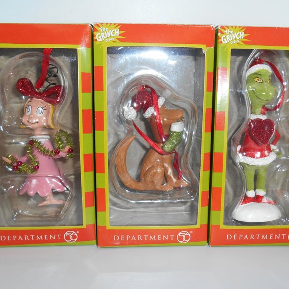 LOT OF 3 DEPARTMENT 56 2014 THE GRINCH ORNAMENTS BIG HEARTED GRINCH - CINDY- MAX - Picture 7 of 10